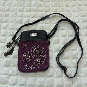 Chala Crossbody ~ Purple Leather Paisley Convertible Travel Boho Southwestern